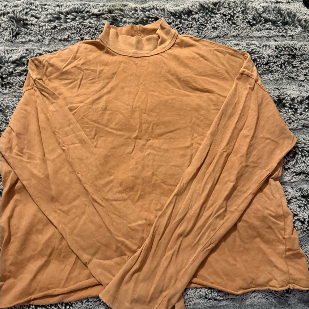 Aerie Mockneck Cropped Long Sleeve- Burnt Orange